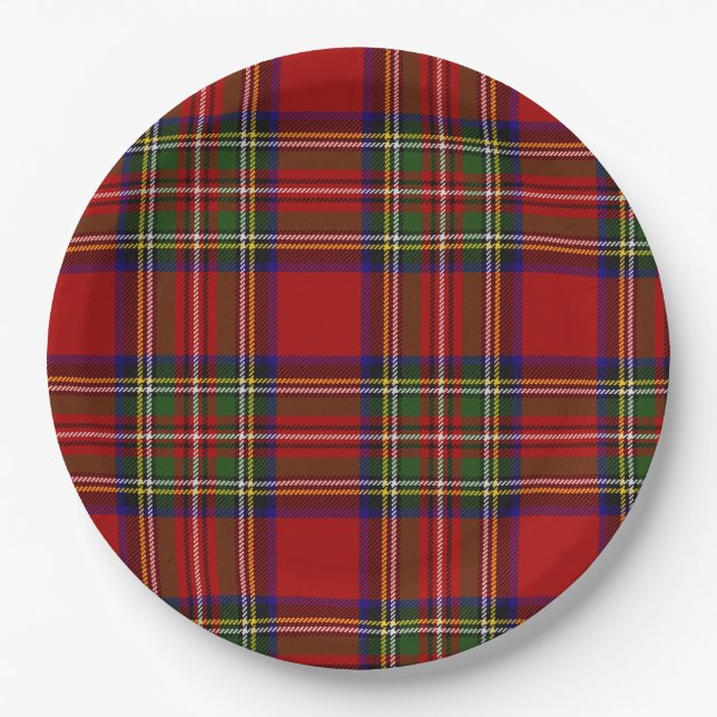 Royal Stewart Tartan Plaid Scottish Pattern Paper Plate (Front)