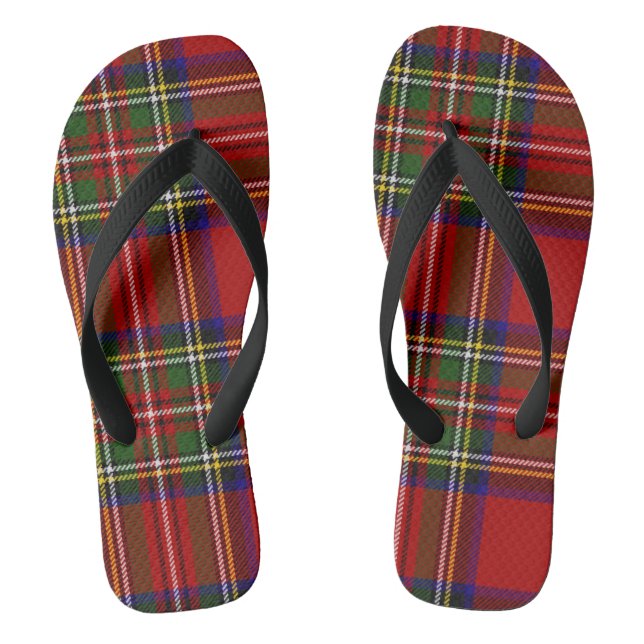 Royal Stewart Tartan Plaid Scottish Pattern Thongs (Footbed)