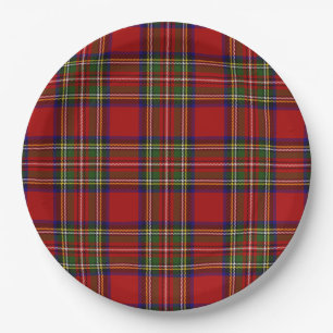 Royal Stewart Tartan Plaid Symmetry Pattern  Paper Plate