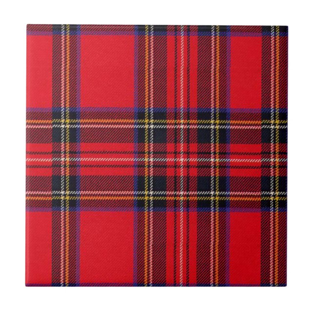 Royal Stewart tartan red black plaid Ceramic Tile (Front)
