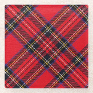 Royal Stewart tartan red black plaid Glass Coaster