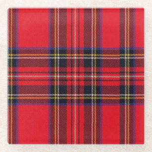 Royal Stewart tartan red black plaid Glass Coaster