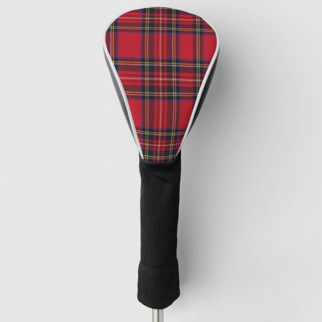 Royal Stewart tartan red black plaid Golf Head Cover (Front)