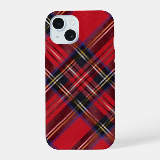 Royal Stewart tartan red black plaid iPhone 15 Case (Back)