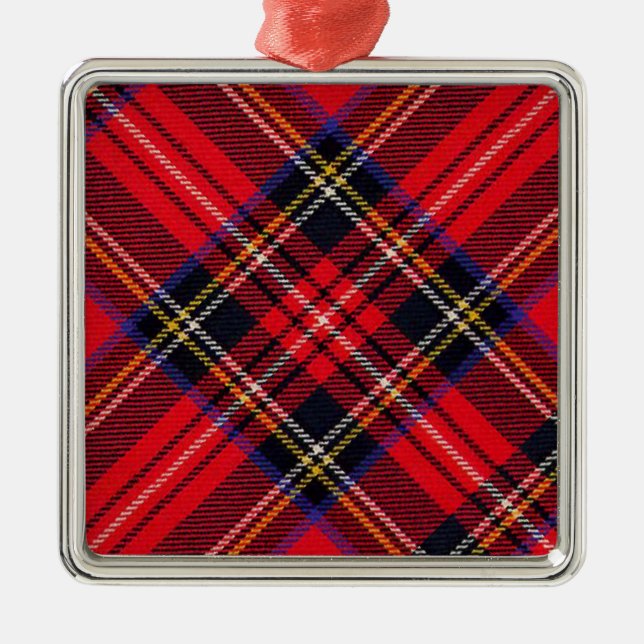 Royal Stewart tartan red black plaid Metal Ornament (Front)