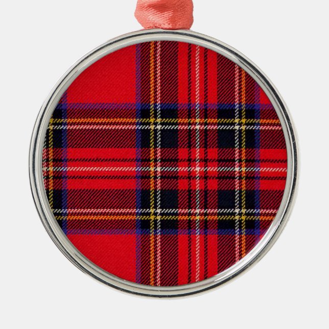 Royal Stewart tartan red black plaid Metal Ornament (Front)