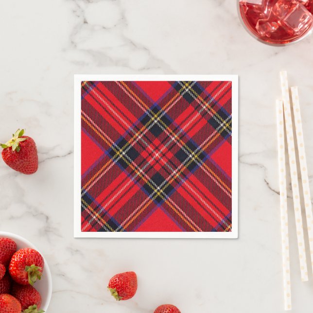 Royal Stewart tartan red black plaid Napkin (Insitu)