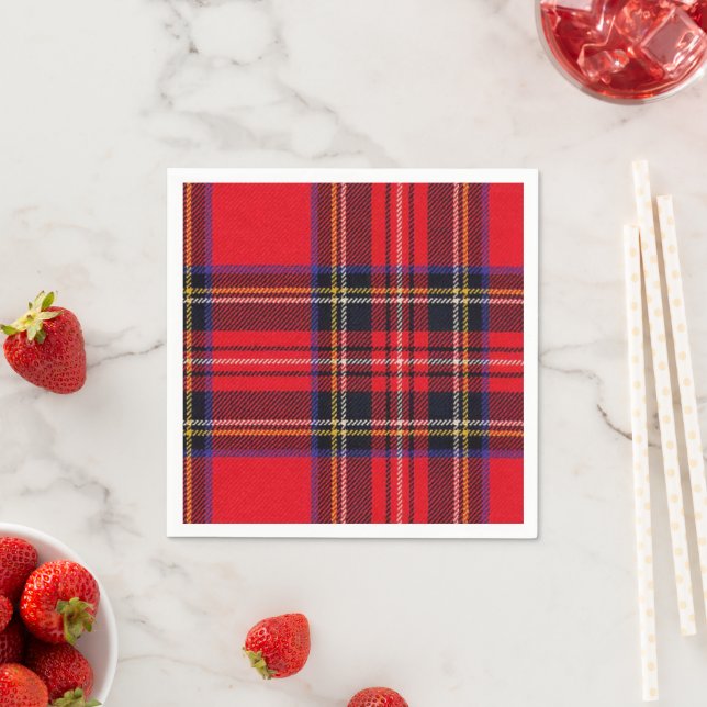 Royal Stewart tartan red black plaid Napkin (Insitu)