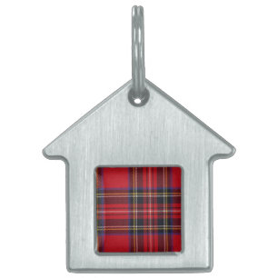 Royal Stewart tartan red black plaid Pet Name Tag
