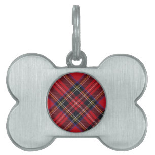Royal Stewart tartan red black plaid Pet Name Tag