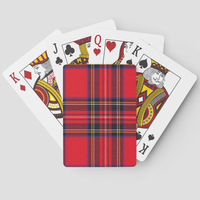 Royal Stewart tartan red black plaid Playing Cards (Back)