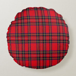 Royal Stewart tartan red black plaid Round Cushion