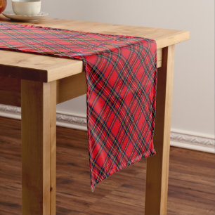 Royal Stewart tartan red black plaid Short Table Runner