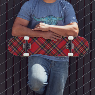Royal Stewart tartan red black plaid Skateboard