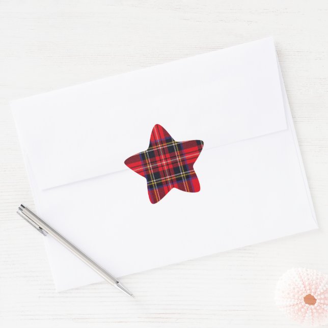Royal Stewart tartan red black plaid Star Sticker (Envelope)