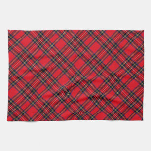 Royal Stewart tartan red black plaid Tea Towel
