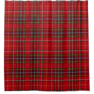 Royal Stewart Tartan Red Gold Scottish Plaid Shower Curtain