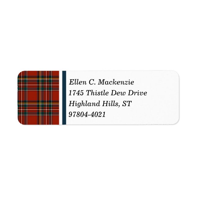 Royal Stewart Tartan Return Address Label (Front)