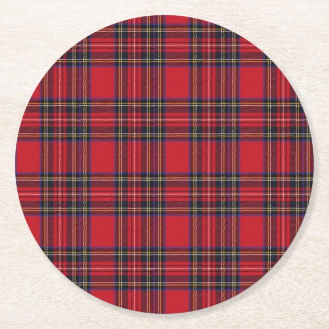 Royal Stewart Tartan Round Paper Coaster (Front)