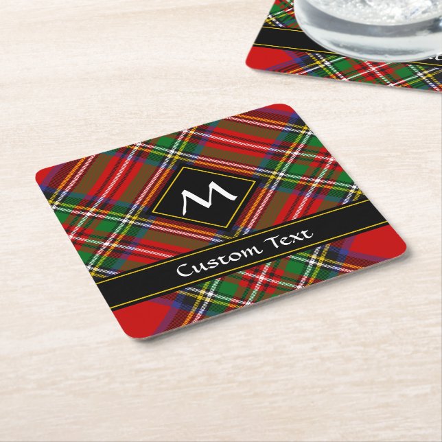 Royal Stewart Tartan Square Paper Coaster (Angled)