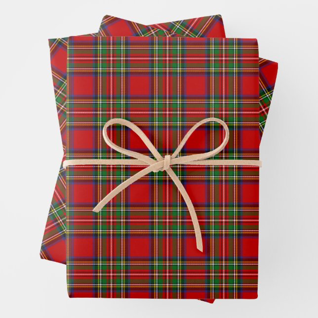Tartan Tartan Wrapping Paper 2 Sheets 2 Labels New Year