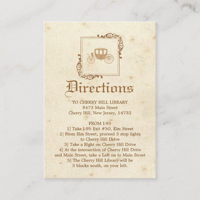 Royal Storybook - Directions Card (Front)