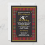 Royal Stuart Royal Stewart Tartan 80th Birthday Invitation<br><div class="desc">Royal Stewart Scottish tartan 80th birthday invitation. This tartan is the famous Royal Stewart or Royal Stuart tartan and is one of the best-known tartans. It is associated with the royal House of Stewart and is the personal tartan of the British monarch. This tartan is also worn by the pipers...</div>