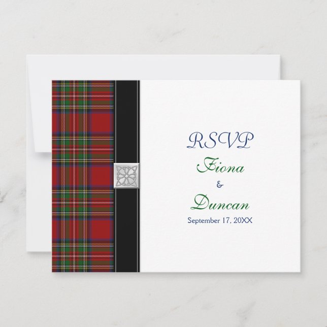 Royal Stuart Tartan Celtic Wedding Response Card (Front)