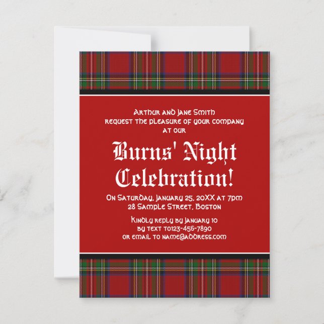 Royal Stuart Tartan Robbie Burns Night Invitation (Front)