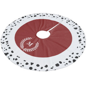 Royal Style Red & Dalmatian Spots Initial Letter Fleece Tree Skirt