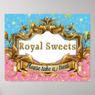 Royal Sweets Pink & Blue  Gold Glitter Elegant Poster
