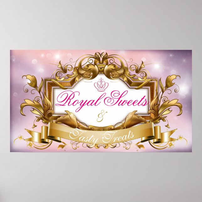 Royal Sweets|Pink & Gold Elegant Poster (Front)
