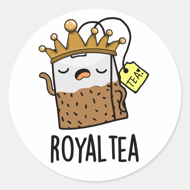 Royal-tea Funny Tea Pun  Classic Round Sticker (Front)
