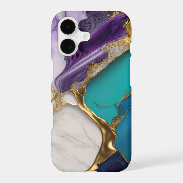 Royal Teal & Amethyst Marble with Gold Veins (Back)