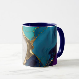 Royal Teal & Amethyst Marble with Gold Veins Mug