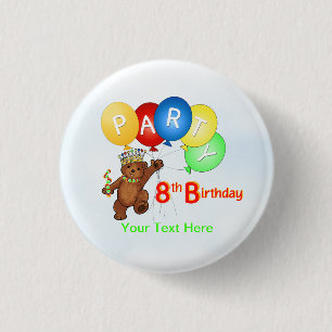 Royal Teddy Bear 8th Birthday Party 3 Cm Round Badge