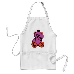 Royal Teddy Bear in Purple & Orange Standard Apron