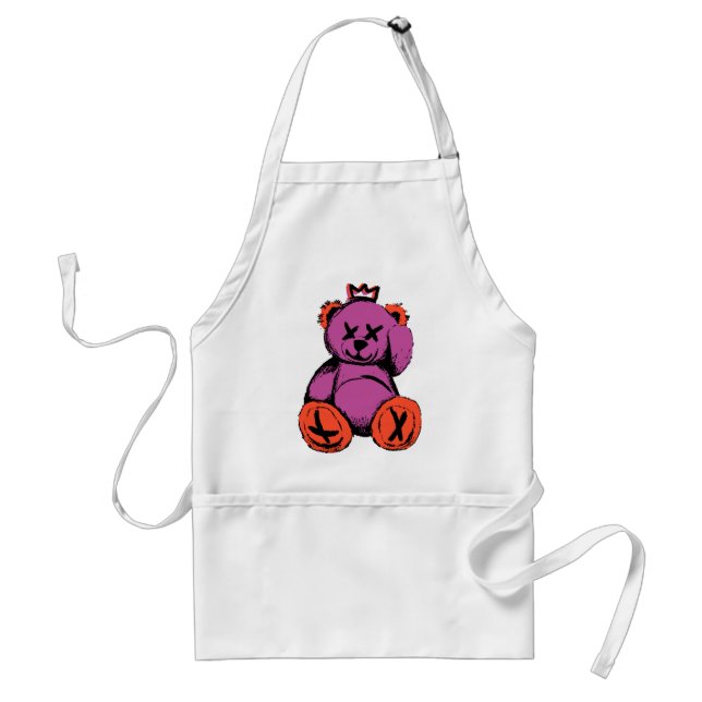 Royal Teddy Bear in Purple & Orange Standard Apron (Front)