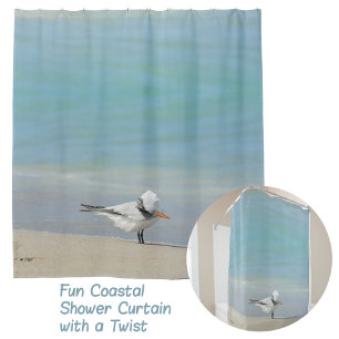 Royal Tern on Beach Photographic Coastal Shower Curtain