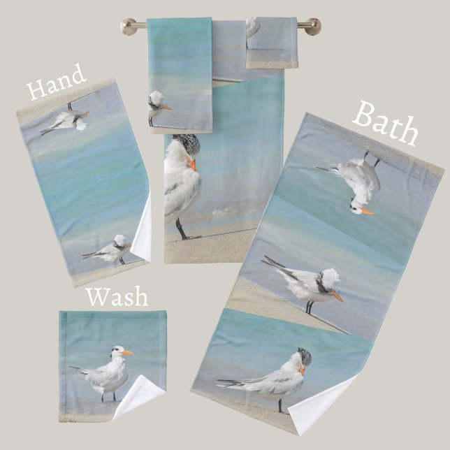 Royal Terns Seabirds Coastal Bath Towel Set (Creator Uploaded)