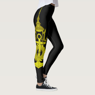Royal Thai Navy Symbol On Black Leggings