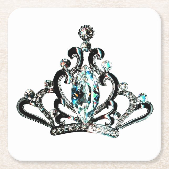 “Royal Tiara Square Paper Coaster (Front)