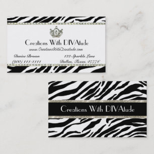 Royal Tiara Zebra Print Business Card