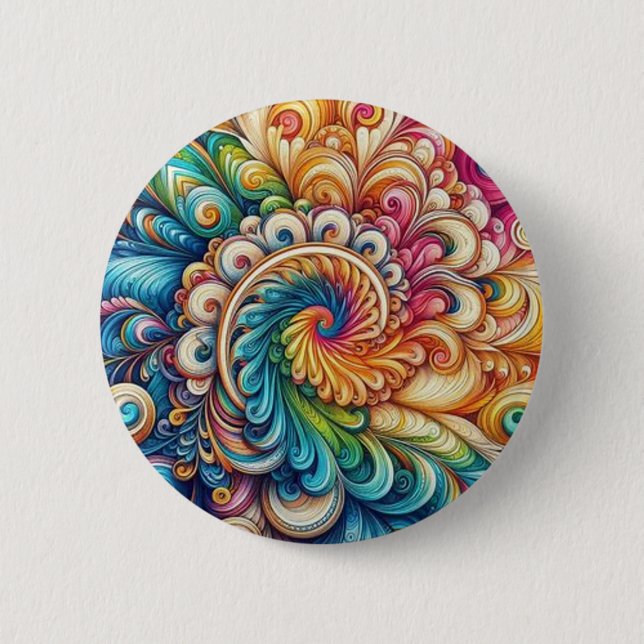 Royal Tie-dye rainbow colours Button (Front)