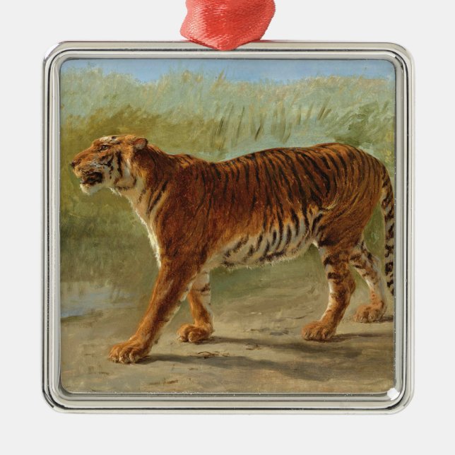 Royal Tiger Marching (by Rosa Bonheur) Metal Ornament (Front)