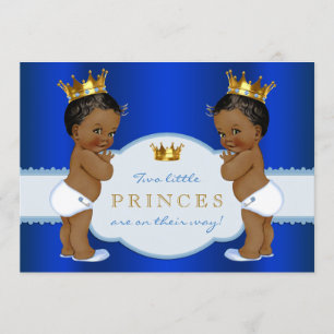Royal Twin African American Prince Baby Shower Invitation