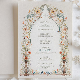 Royal Victorian Butterflies Birds Wedding Invitation