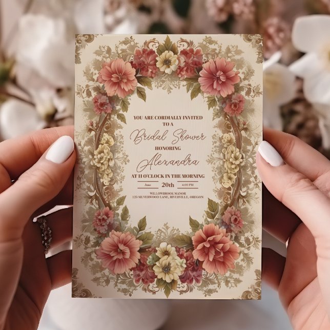 Royal Victorian Floral Ornaments Bridal Shower Invitation (Creator Uploaded)