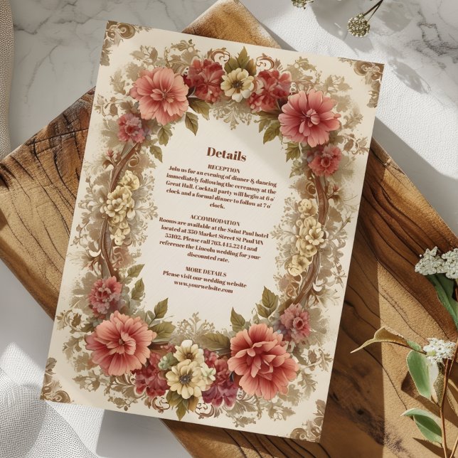 Royal Victorian Floral Ornaments Wedding Enclosure Card (Creator Uploaded)