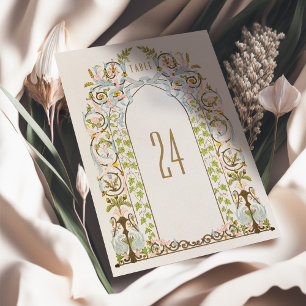 Royal Victorian Floral Wedding Table Number Card